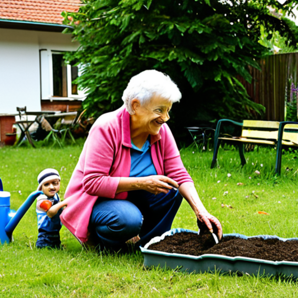 **Image Prompt 1: The Heart of Intergenerational Living**
    An idyllic and heartwarming scene unfolds in a vibrant multi-generational community garden in a charming German urban setting. An elderly woman, with a warm smile, is gently showing a young child how to plant seedlings, their hands covered in soil. In the background, other residents of diverse ages are engaged in various activities: a young family shares a picnic on a communal lawn, while a teenager helps an older gentleman carry a watering can. The atmosphere is filled with warmth, mutual respect, and a palpable sense of shared experience and community, highlighting the joy of rediscovered togetherness.