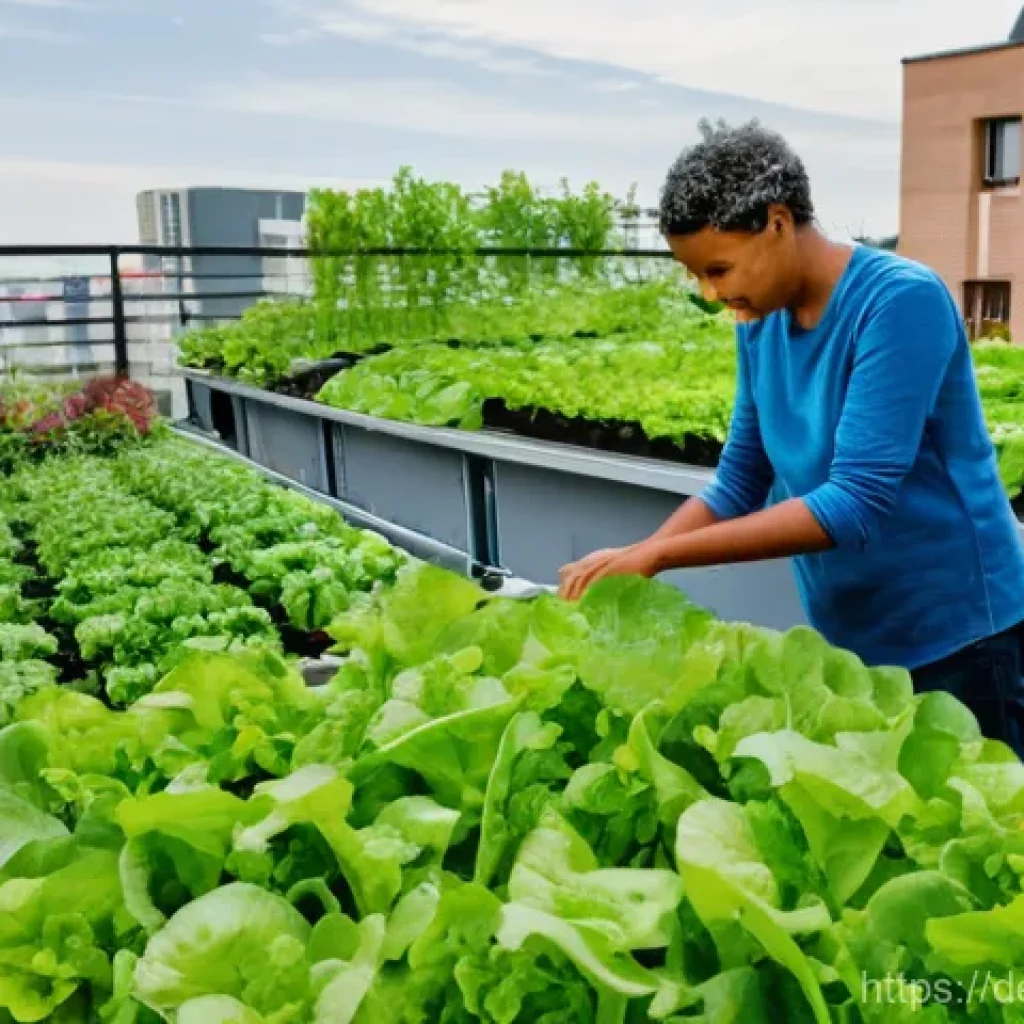 다세대 주거에서의 협업 및 파트너십 사례 - **Prompt:** A vibrant, sun-drenched rooftop community garden on a modern multi-family apartment buil...