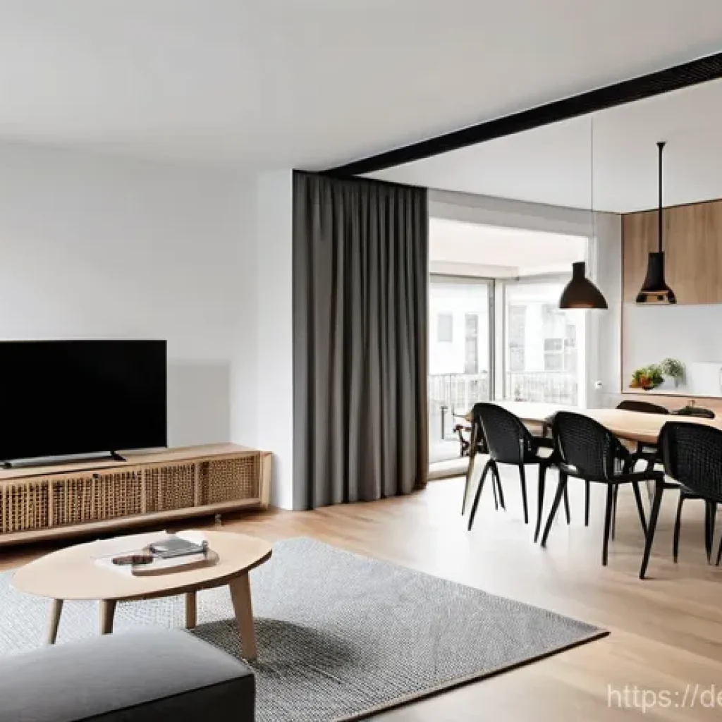 다세대 주거의 공간 분할 전략 - **Prompt:** A bright, spacious, and modern living area within a newly designed multi-family resident...