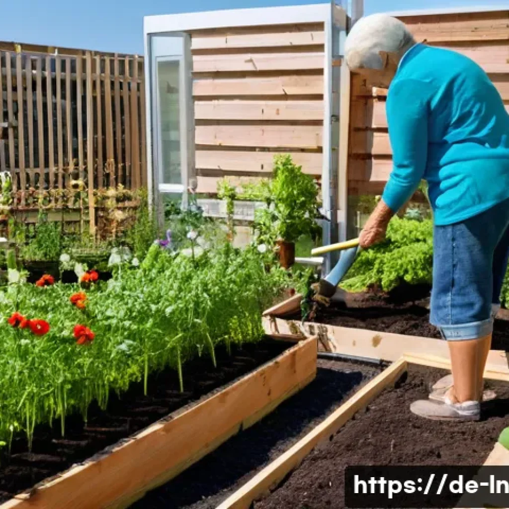 다세대 주거의 커뮤니티 구성 사례 - **Prompt:** A bustling, sun-drenched rooftop community garden atop a multi-family building in Berlin...