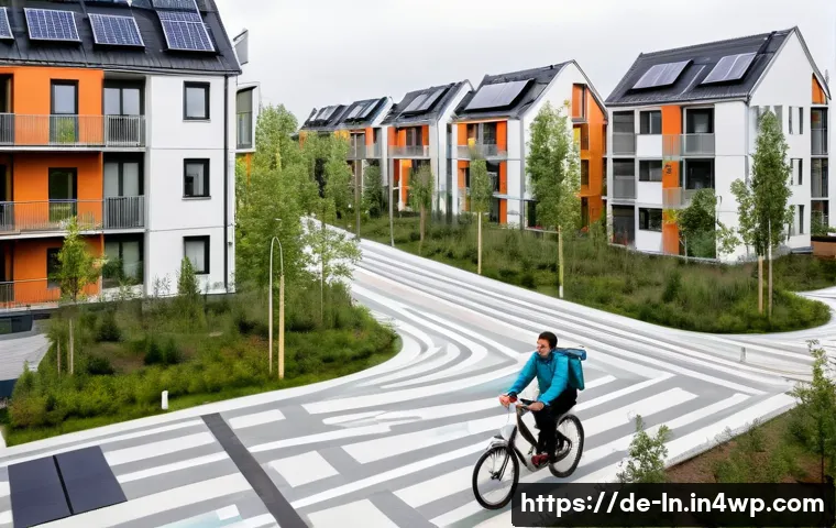 다세대 주거의 투자 유치 전략 - A modern German urban residential neighborhood with sustainable multi-family buildings featuring gre...