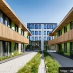 Home 16 다세대 주거의 원주율 증가 원인 - A modern multifamily residential building in a dense German urban setting, featuring clean, energy-e...
