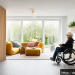 Home 21 다세대 주거에서의 변화하는 가족 구조 반영 - A bright, modern multigenerational home interior showcasing flexible living spaces with modular furn...